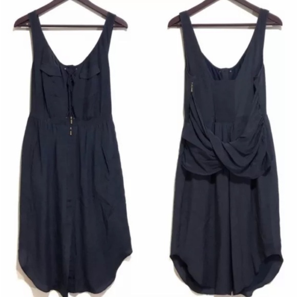 Leifsdottir Blue Ruched Sleeveless Cocktail Dress - Picture 2 of 10